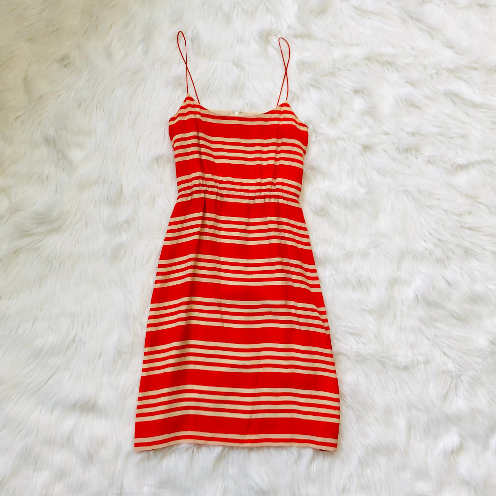 J. Crew Striped 100% Silk Spaghetti Strap Dress xs